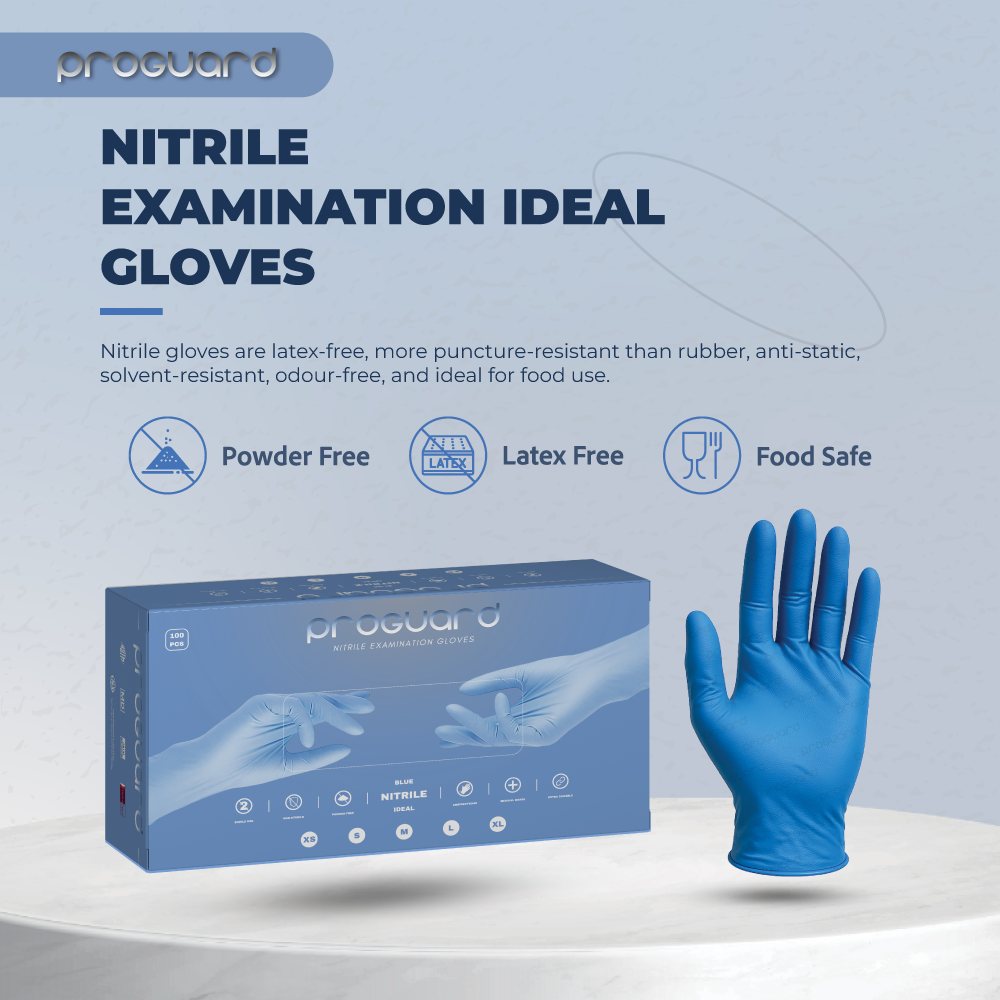 Proguard Nitrile Gloves Ideal (Blue - Powder free)