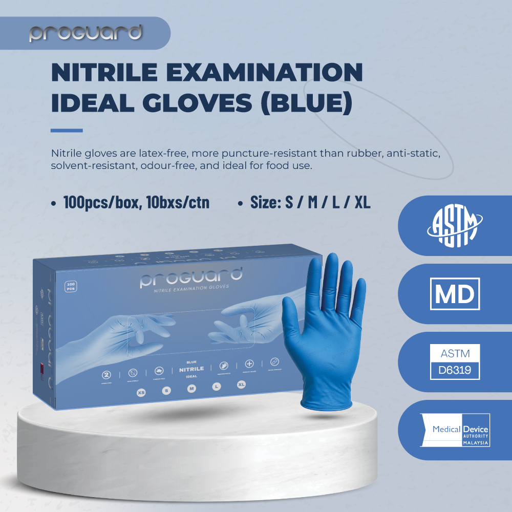 Proguard Nitrile Gloves Ideal (Blue - Powder free) - Image 2