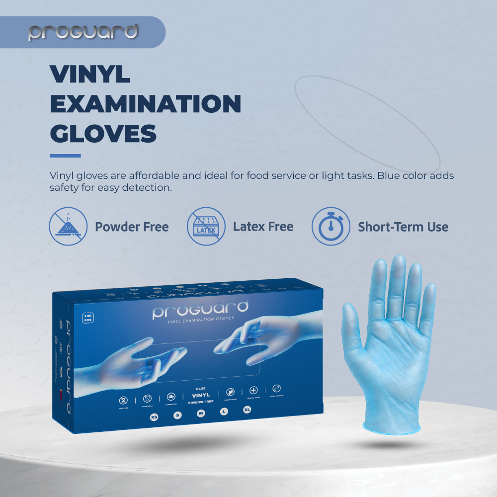 Proguard Vinyl Gloves (Blue - Powder free)